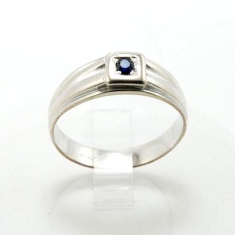 Anello da uomo in argento e pietra zaffiro blu CreArti