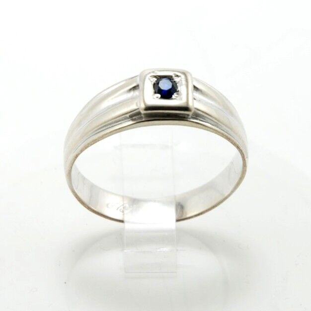 Anello da uomo in argento e pietra zaffiro blu CreArti